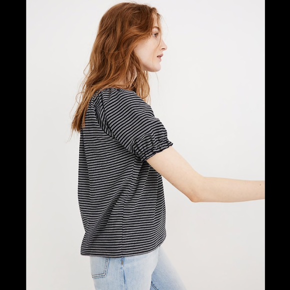NWT Madewell Smoked Peasant Top in Navy Bay Stripe - Picture 7 of 9